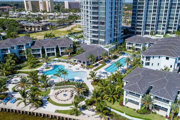 Water Club Drone Shot OVerlooking Pool