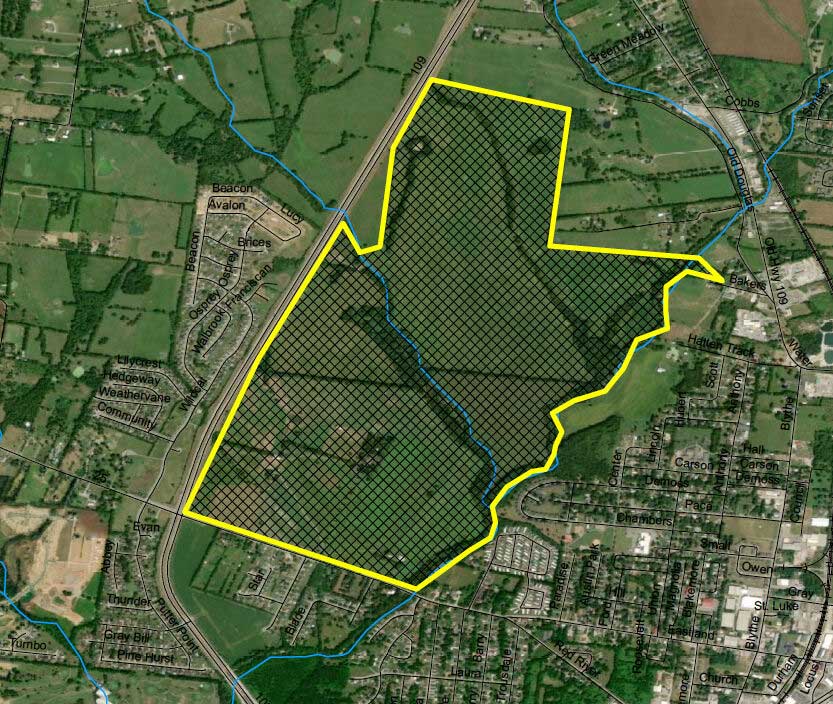 aerial view and highlighted of gallatin plan