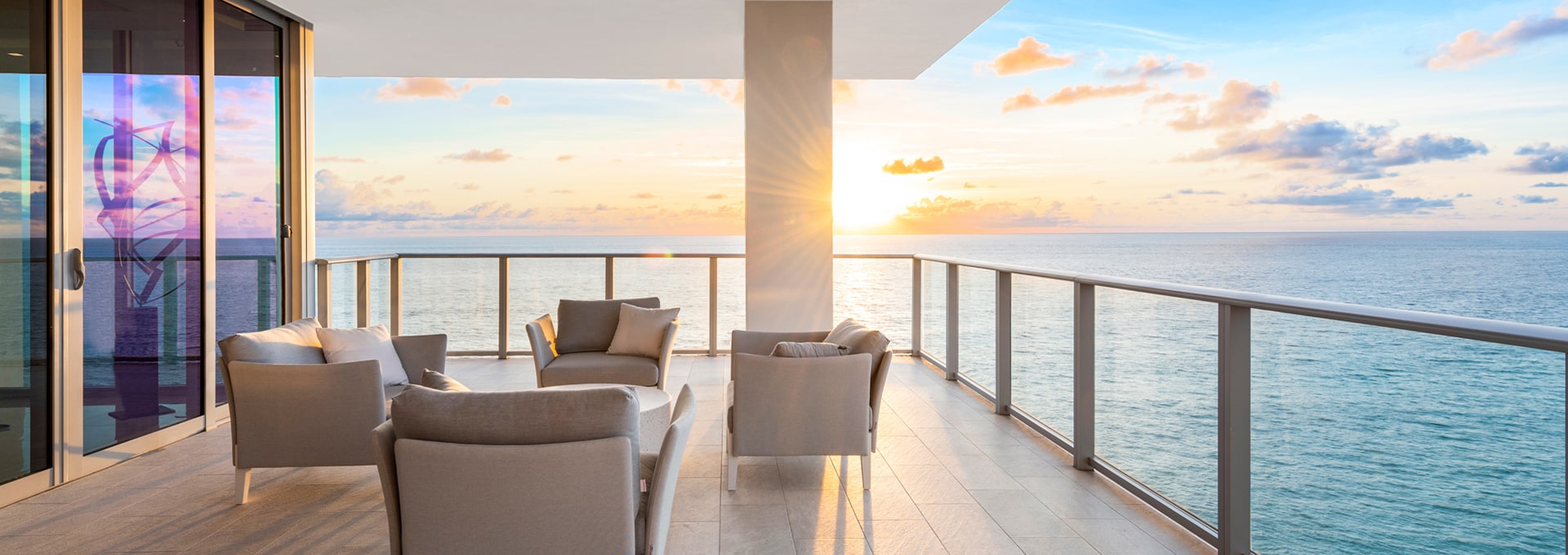 kolter urban project 5000 north ocean terrace overlooking sun set over the ocean