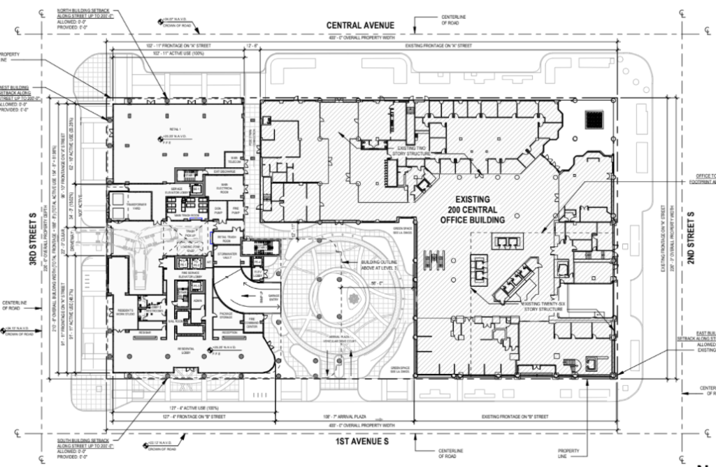 The site plan of Kolter’s new condo tower