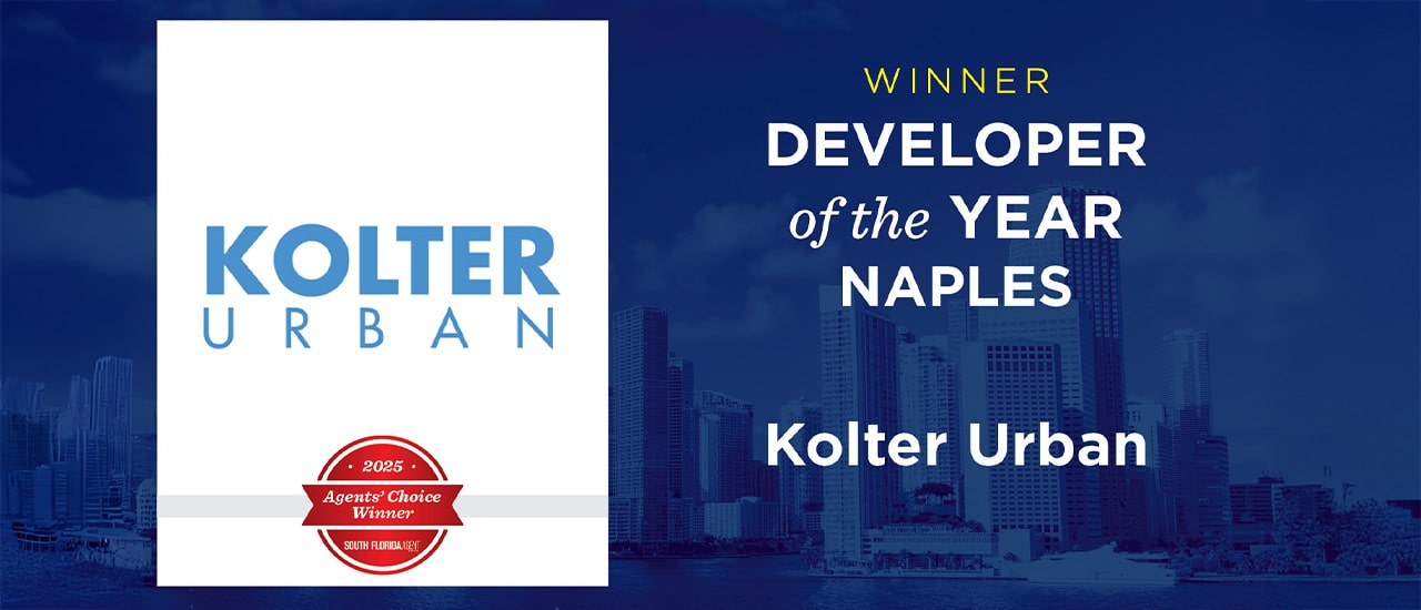 Kolter Urban award graphic for Developer of the Year Naples recognition.